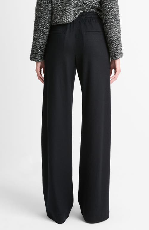 Vince Wool Blend Pull-on Wide Leg Drawstring Pants In Black