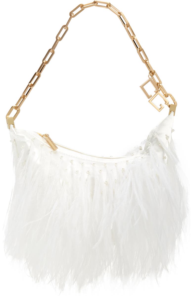 Cult Gaia Gia Ostrich Feather Shoulder Bag, Main, color,