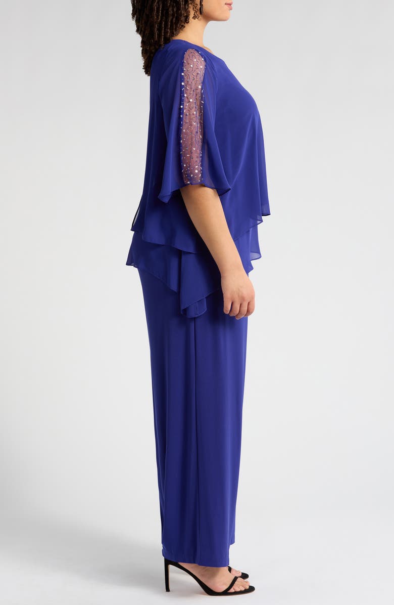 SL FASHIONS Sequin Detail Tiered Jumpsuit, Alternate, color, Iris