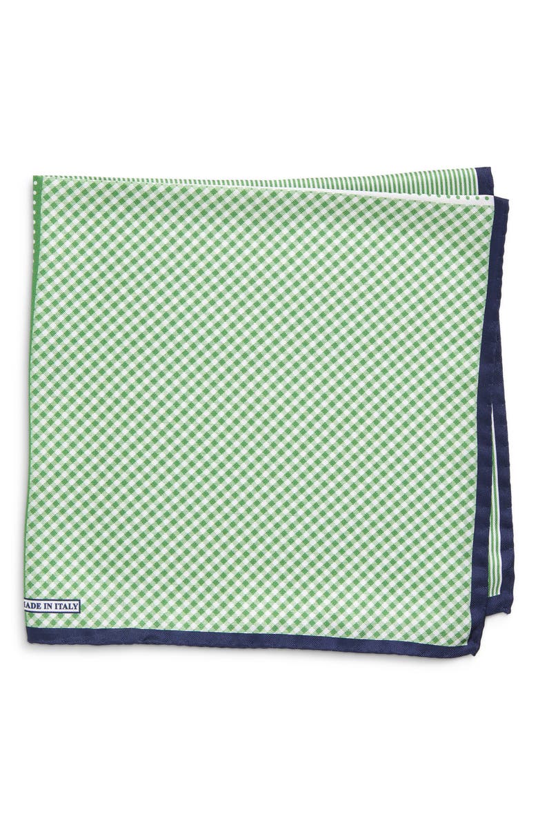 Nordstrom Panel Silk Pocket Square, Main, color, Green
