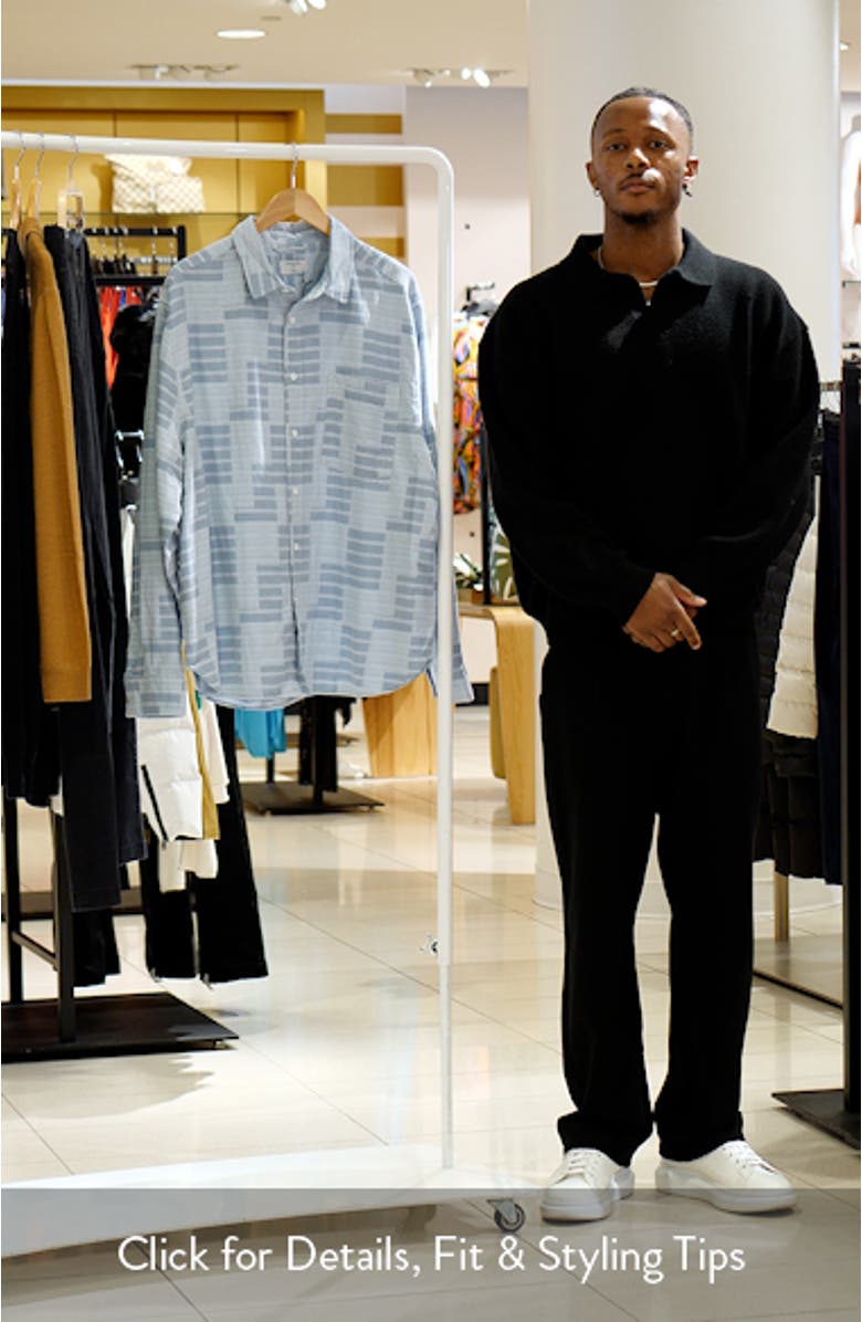 Block Patch Pearce Stripe Cotton Button-Up Shirt, sales video thumbnail