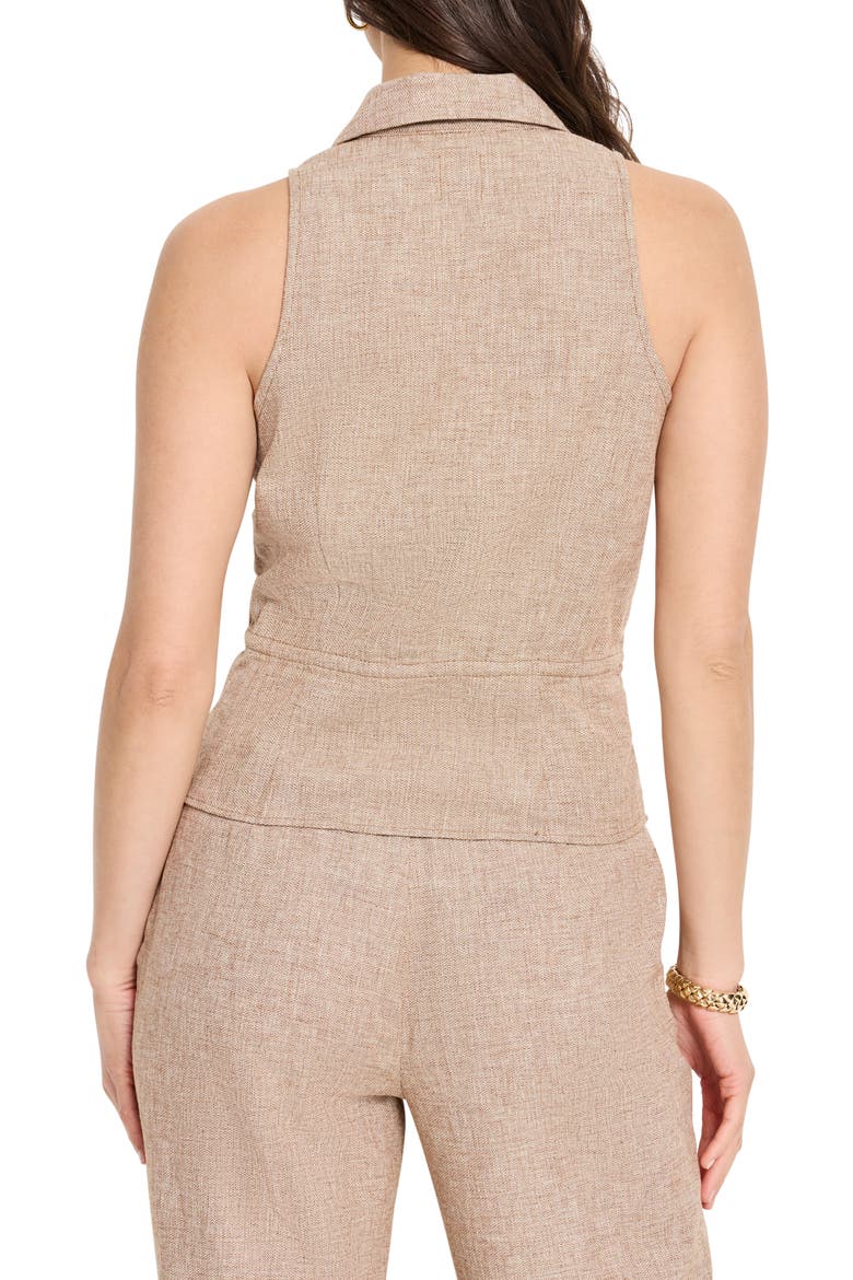 Cotton & Linen Drawstring Vest, Alternate, color, BROWN MIX