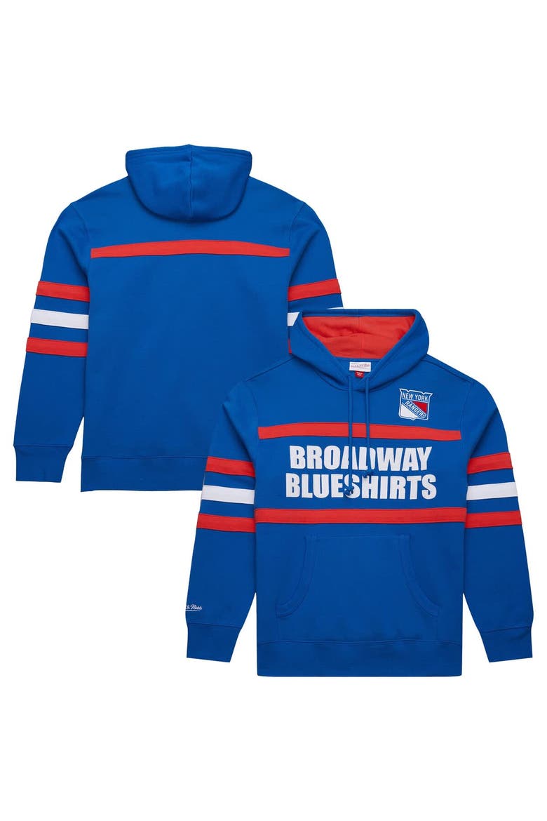 Men's Mitchell & Ness Blue New York Rangers Head Coach Slogan Pullover Hoodie, Alternate, color, Blue