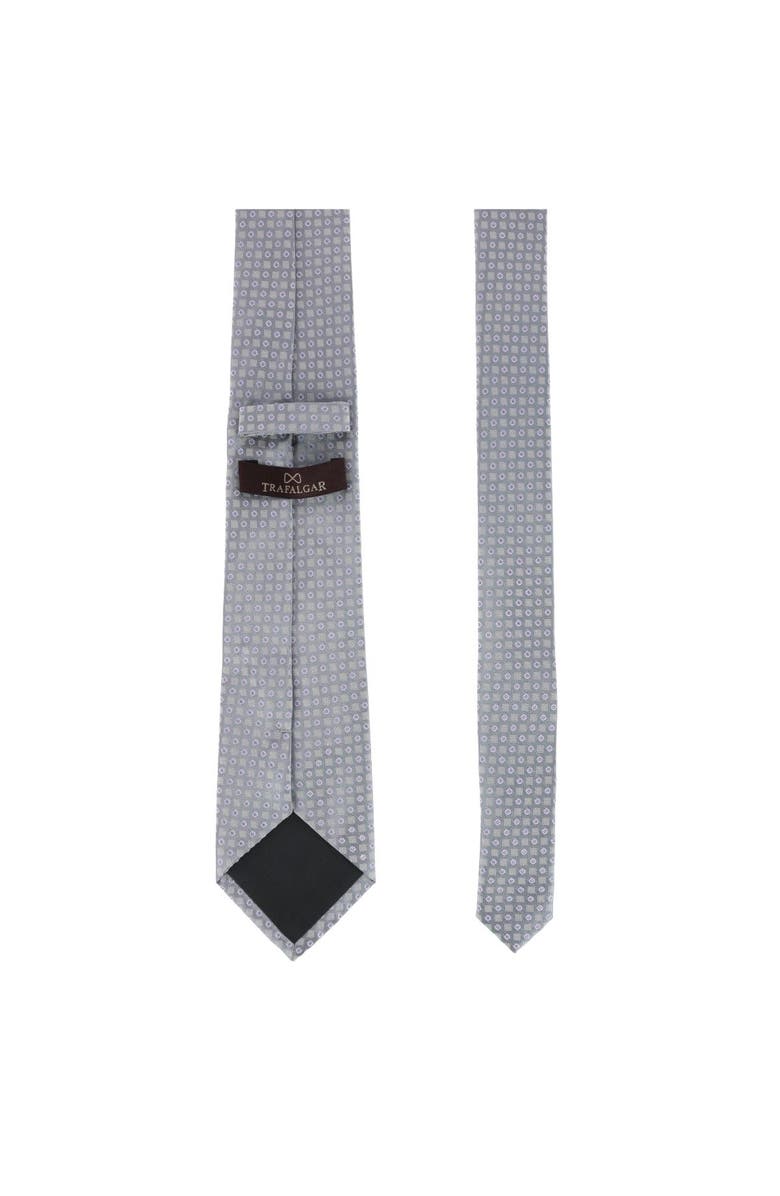 Trafalgar Ewing Square and Polka Dot Business Silk Necktie, Alternate, color, Grey With Purple Polka Dots