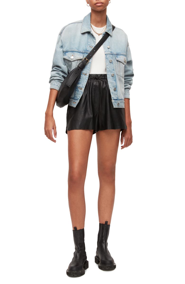 AllSaints Shana Lambskin Leather Shorts, Alternate, color, 