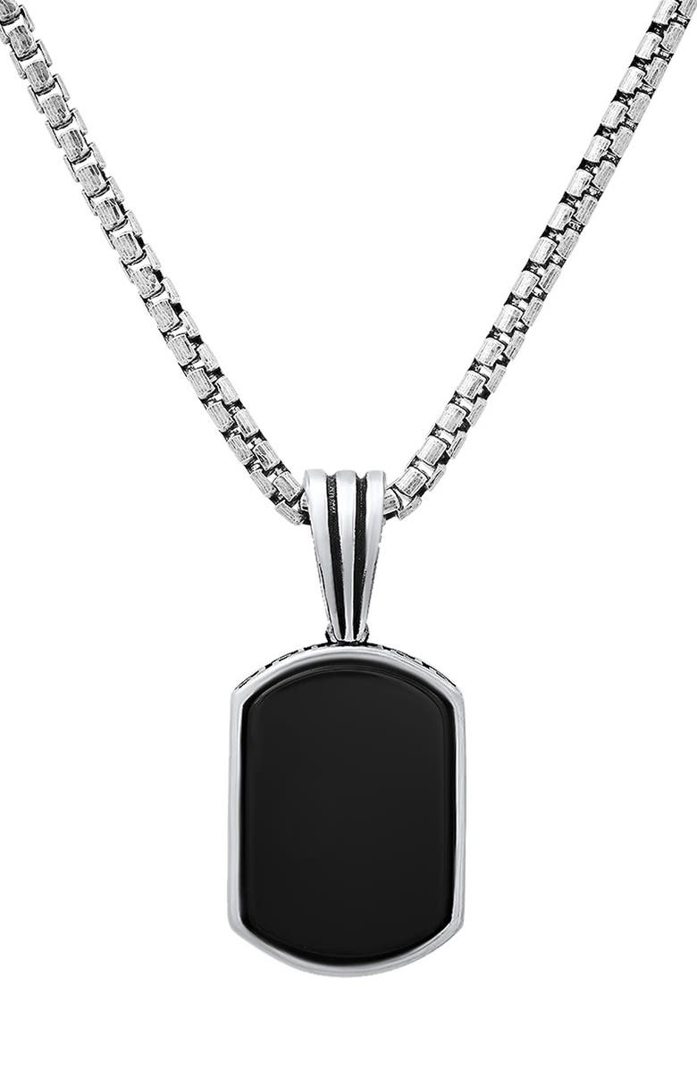 HMY JEWELRY Men's Sterling Silver Pendant Necklace, Alternate, color, Silver/ Black