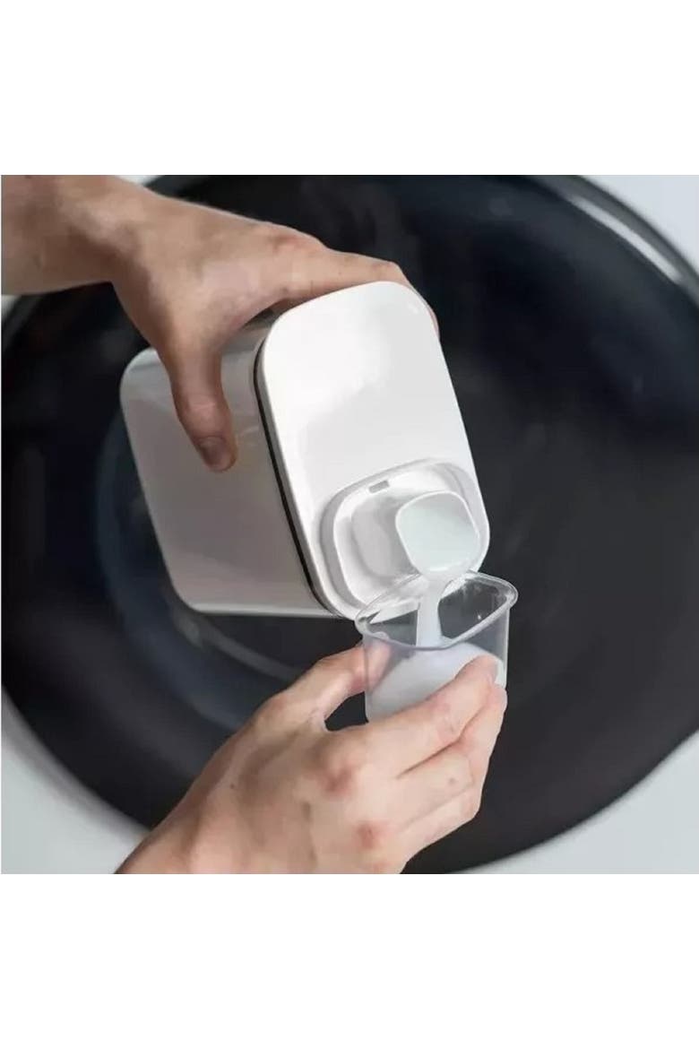 Clear Airtight 50oz Laundry Detergent Dispenser Set with Measuring Cap and Wall Mounted Storage Basket, 3 Piece Organizer, Alternate, color, Black