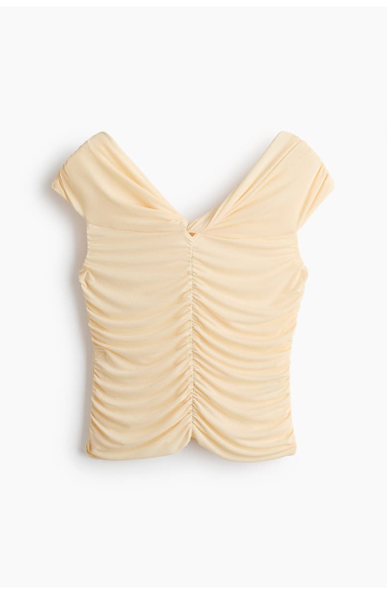 H&M Gathered Off-the Shoulder Top, Main, color, Yellow