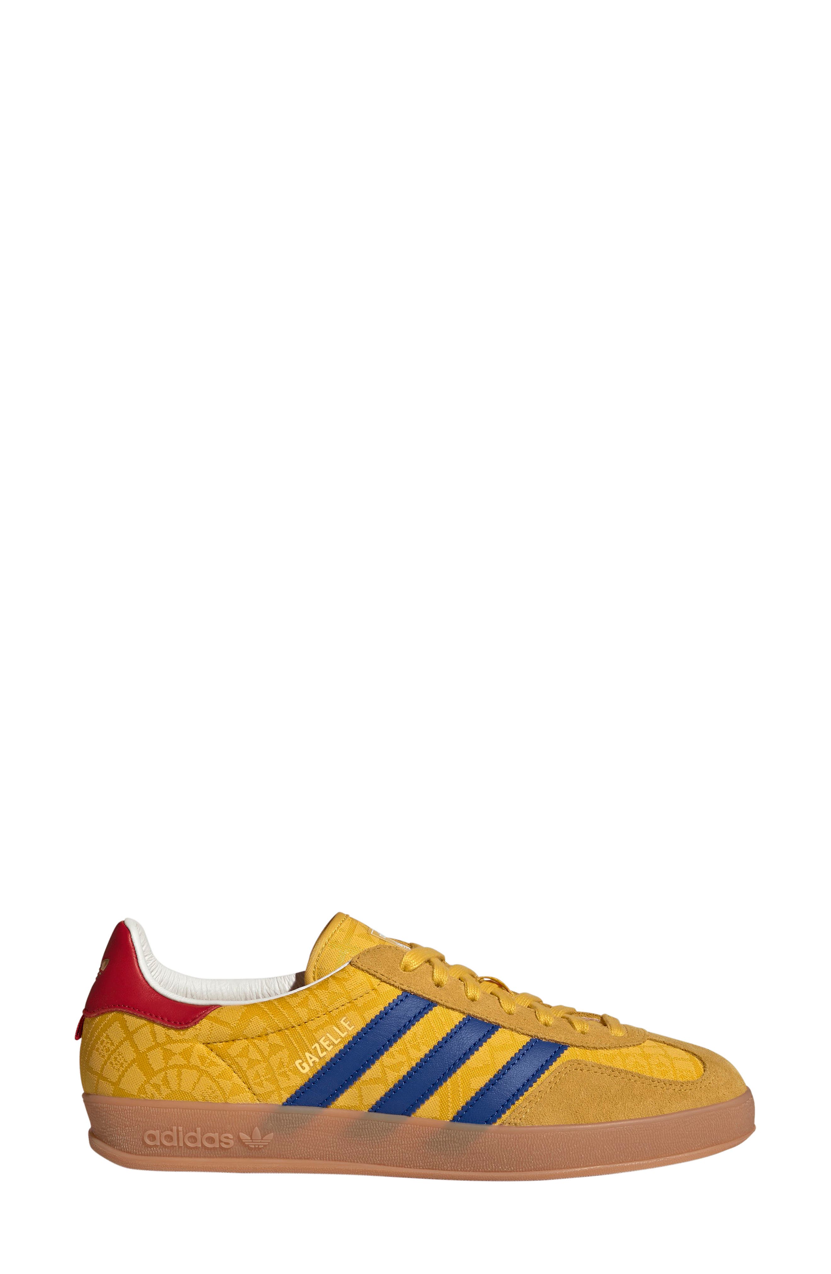 Gazelle Indoor Sneaker, Alternate, color, GOLD/ POWER BLUE/ TEAM RED
