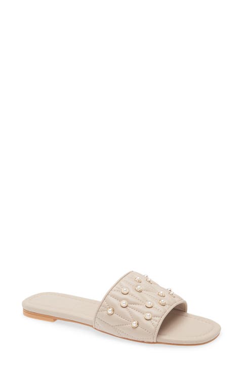Madyson Imitation Pearl Slide Sandal (Women)