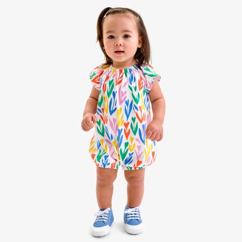 PRIMARY PRIMARY BABY FLUTTER SLEEVE SHORTIE IN RAINBOW TULIP FIELDS 