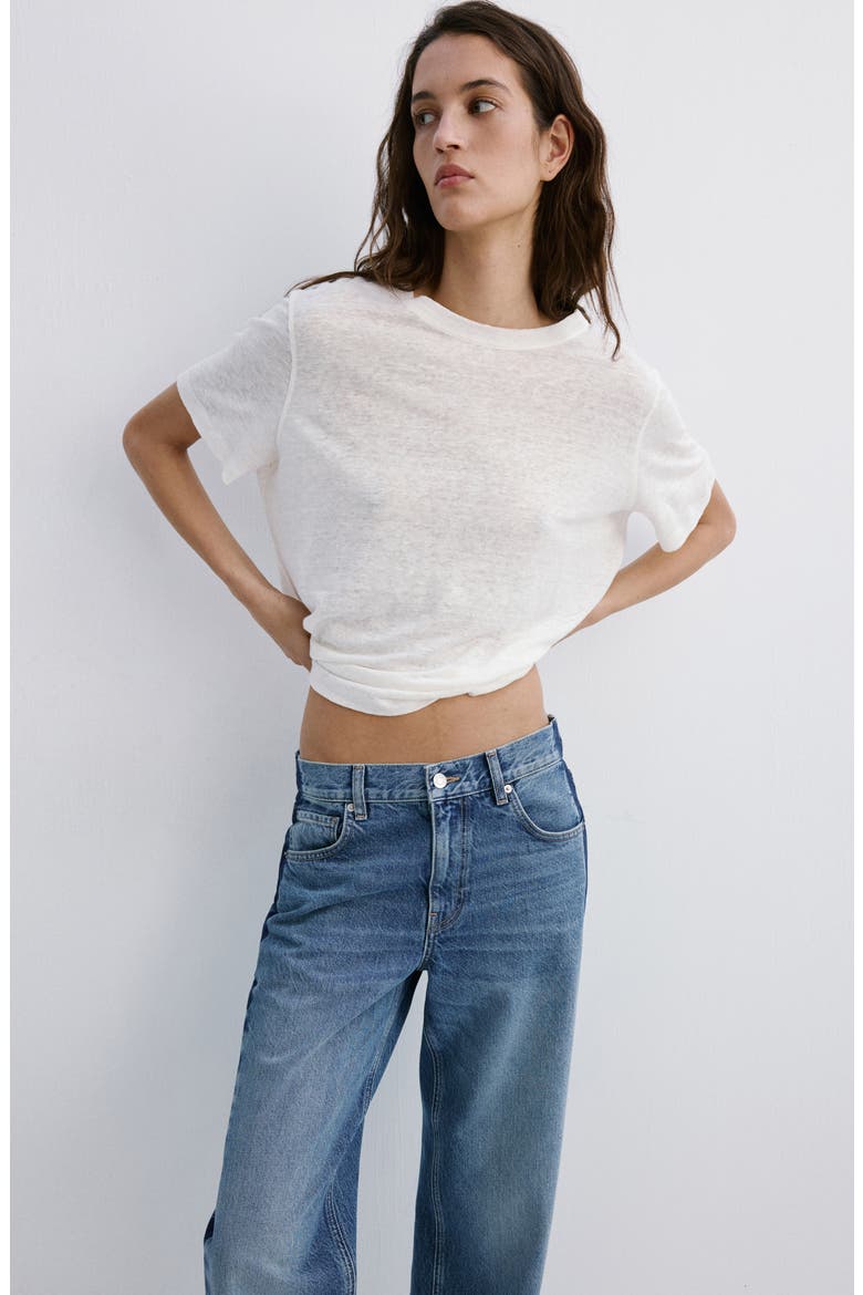 Side Stripe Low Rise Relaxed Straight Leg Jeans, Alternate, color, DARK BLUE