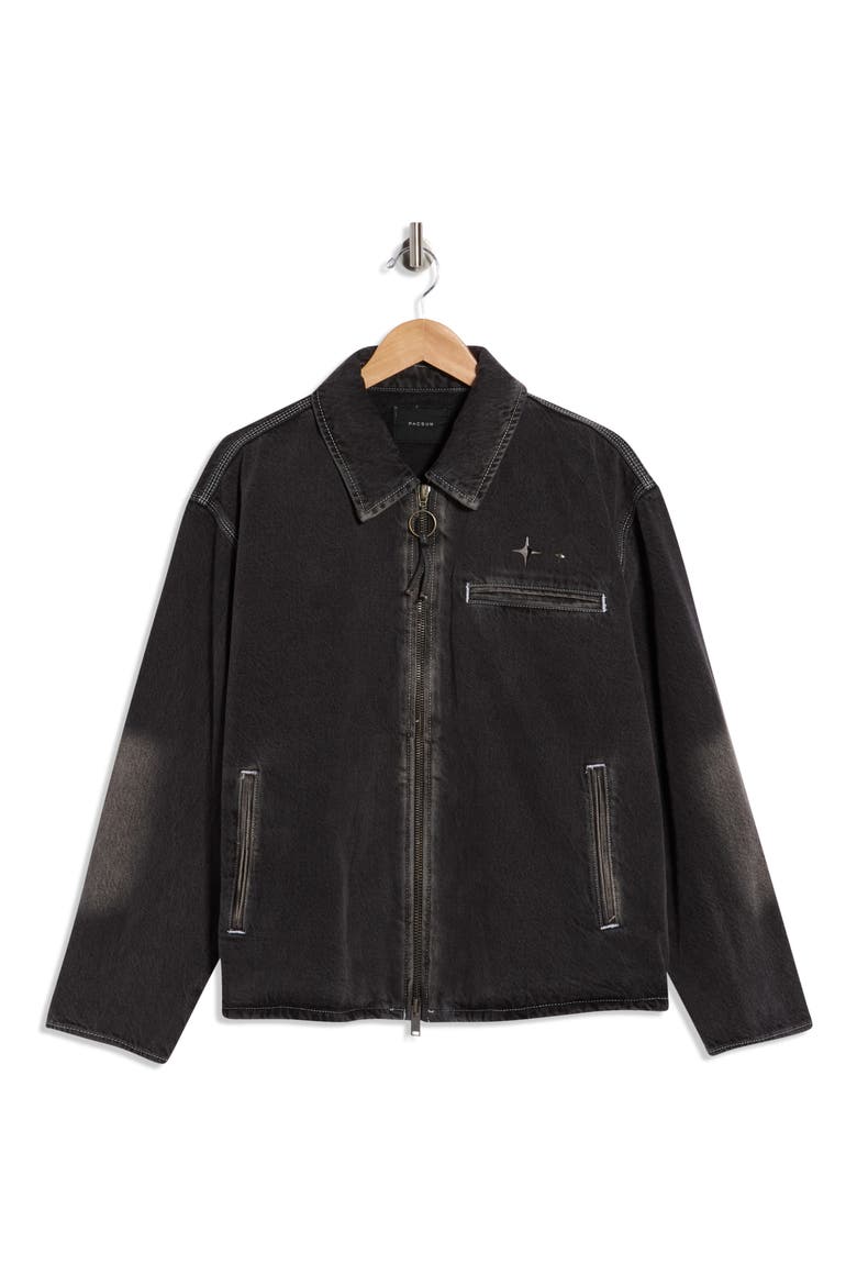 Washed Denim Jacket, Alternate, color, BLACK