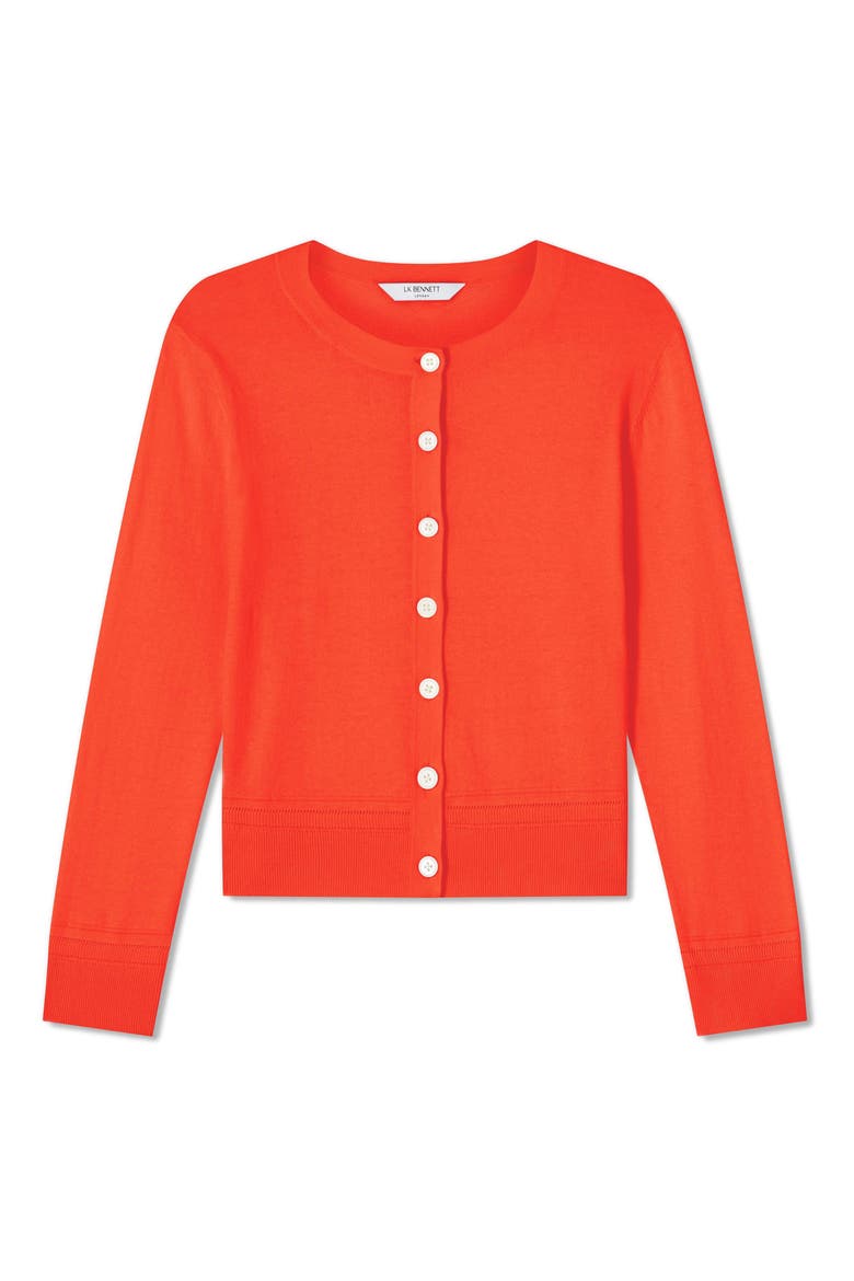 Michelle Stretch Cotton Blend Cardigan Sweater, Alternate, color, RED