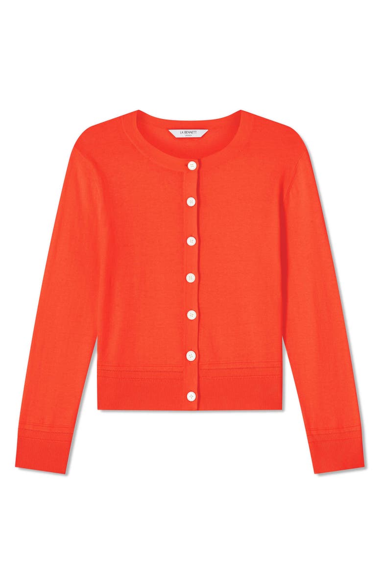LK Bennett Michelle Stretch Cotton Blend Cardigan Sweater, Alternate, color,