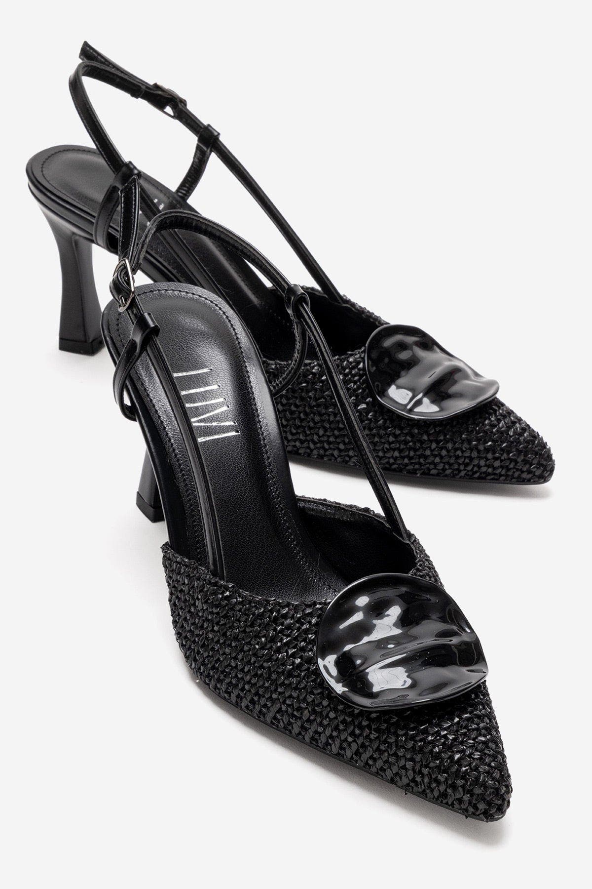 Prologue Shoes Levia Woven Pointed Toe Slingback Pump, Alternate, color, Black