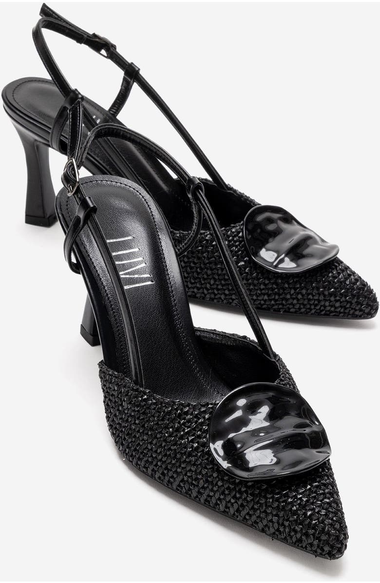 Prologue Shoes Levia Woven Pointed Toe Slingback Pump, Alternate, color, Black