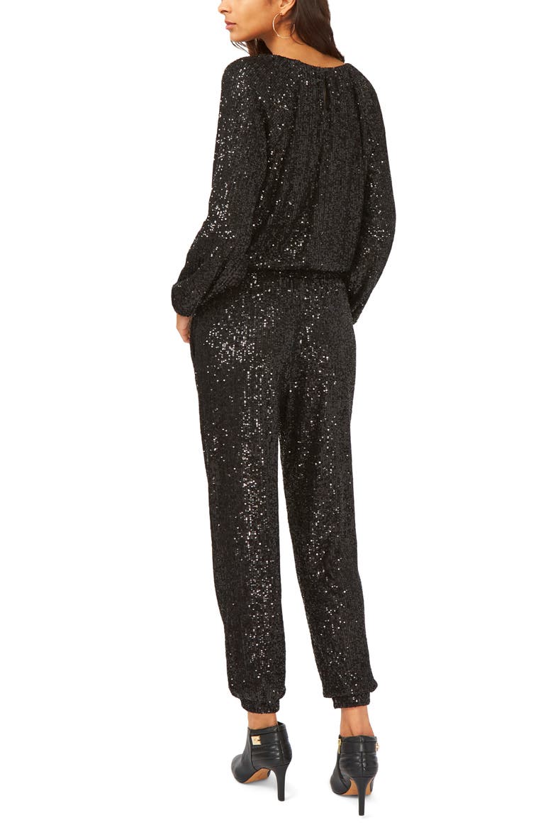 Balloon Sleeve Sequin Blouse, Alternate, color, RICH BLACK