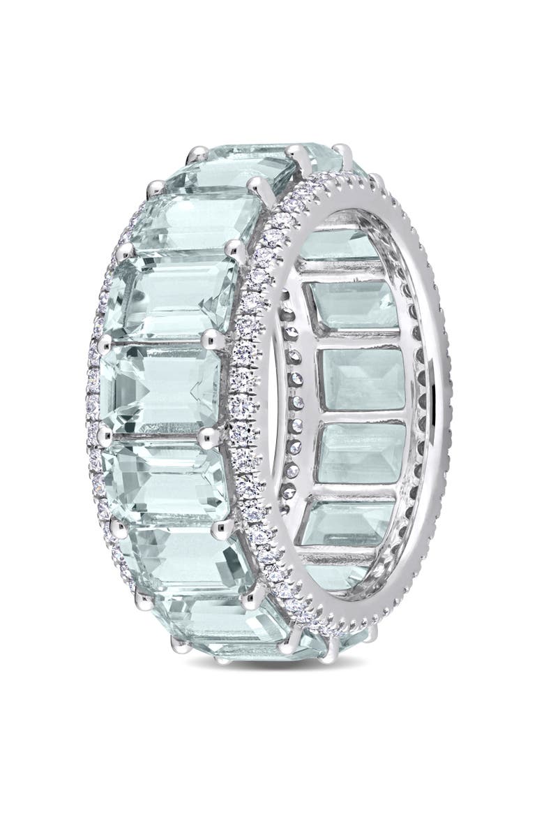 Gemstone & Diamond Eternity Ring 14k, Alternate, color, Aquamarine/White Gold