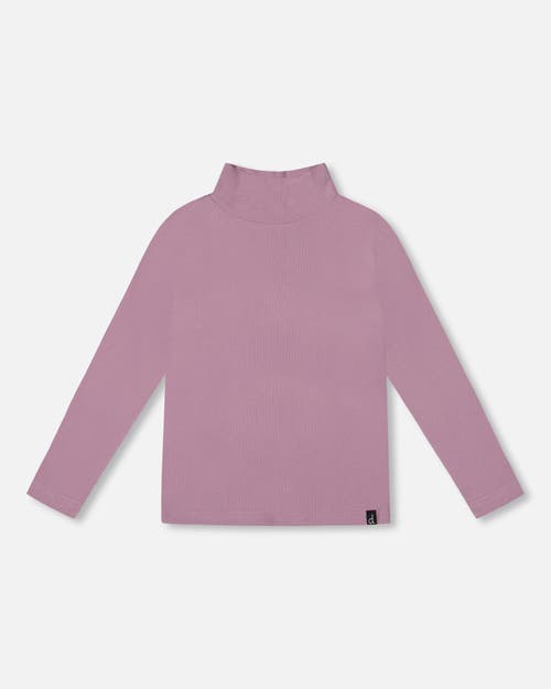 Deux Par Deux Super Soft Ribbed Mock Neck Top In Pink