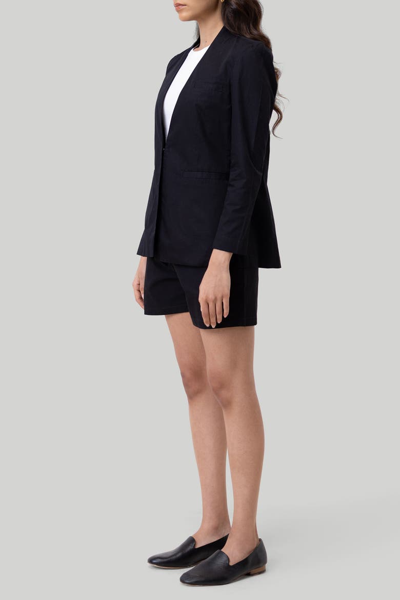 Organic Cotton Collarless Summer Blazer, Alternate, color, Black