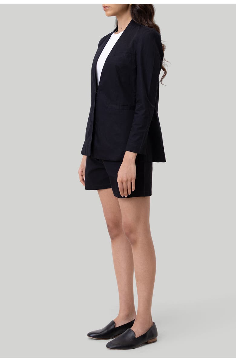 Reistor Organic Cotton Collarless Summer Blazer, Alternate, color, Black