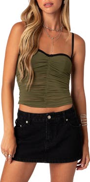 EDIKTED Moira Ruched Mesh Bra Top