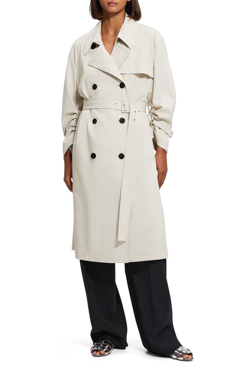 Theory Sleek Double Breasted Cotton Blend Trench Coat | Nordstrom
