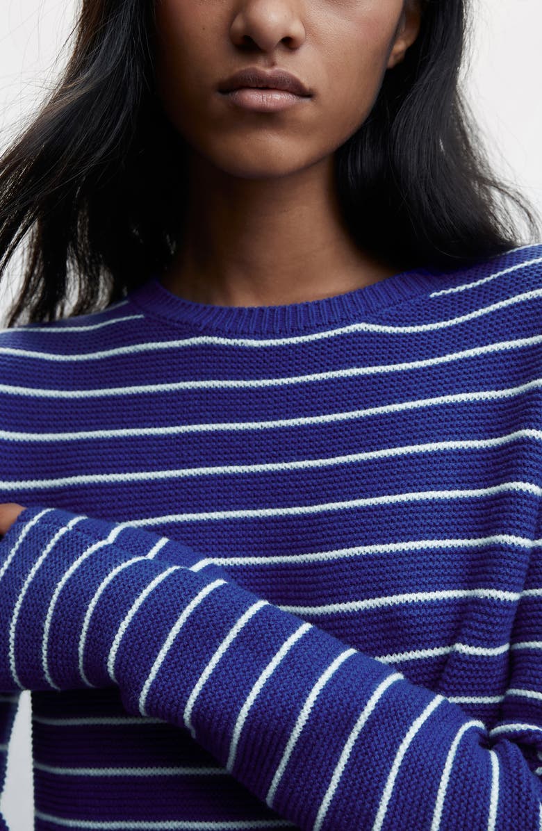 MANGO Stripe Crewneck Sweater, Alternate, color, Vibrant Blue