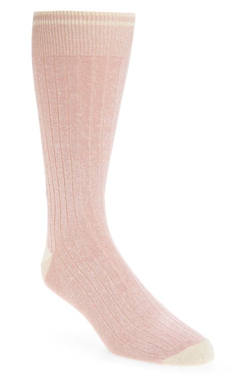 Ribbed Linen Blend Dress Socks