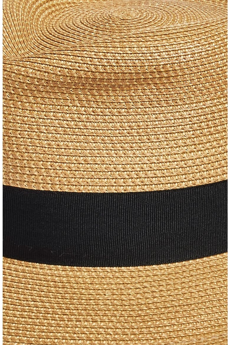 Classic Squishee® Straw Packable Fedora Sun Hat, Alternate, color, NATURAL/ BLACK