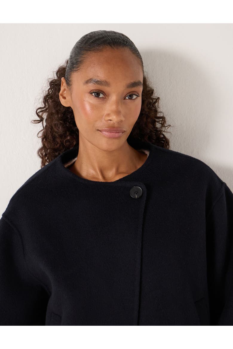 Linnie Double Faced Collarless Jacket, Alternate, color, Dark Navy