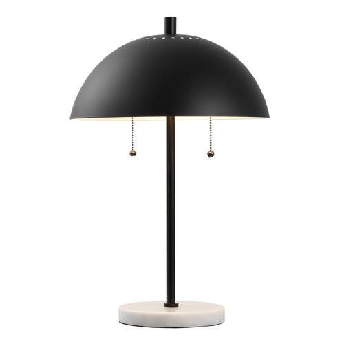 Jonathan Y Ella Dome Metal With Marble Base Led Table Lamp In Black