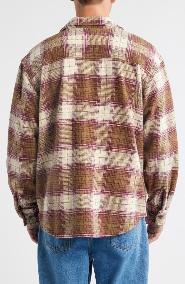 Obey Laurel Plaid Long Sleeve Heavyweight Cotton Camp Shirt, Alternate, color, Moss Green Multi