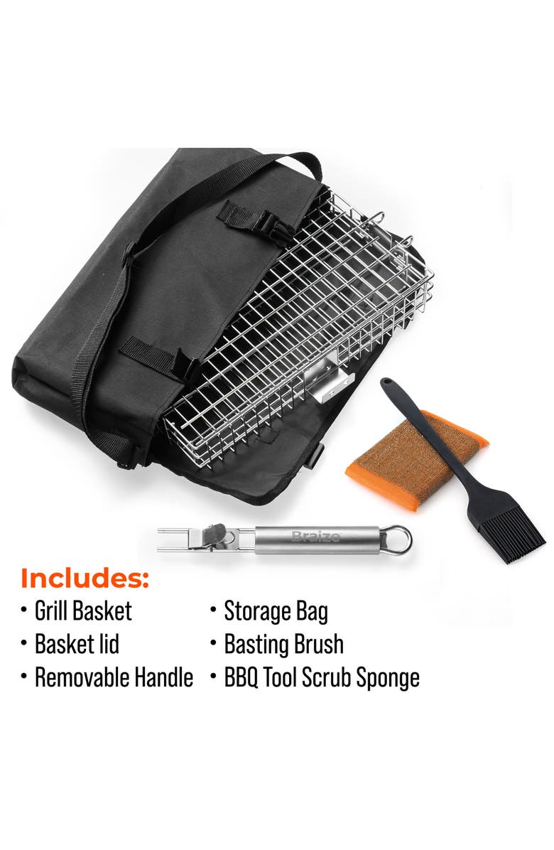 Braize Adjustable Grill Basket, Alternate, color, Grey