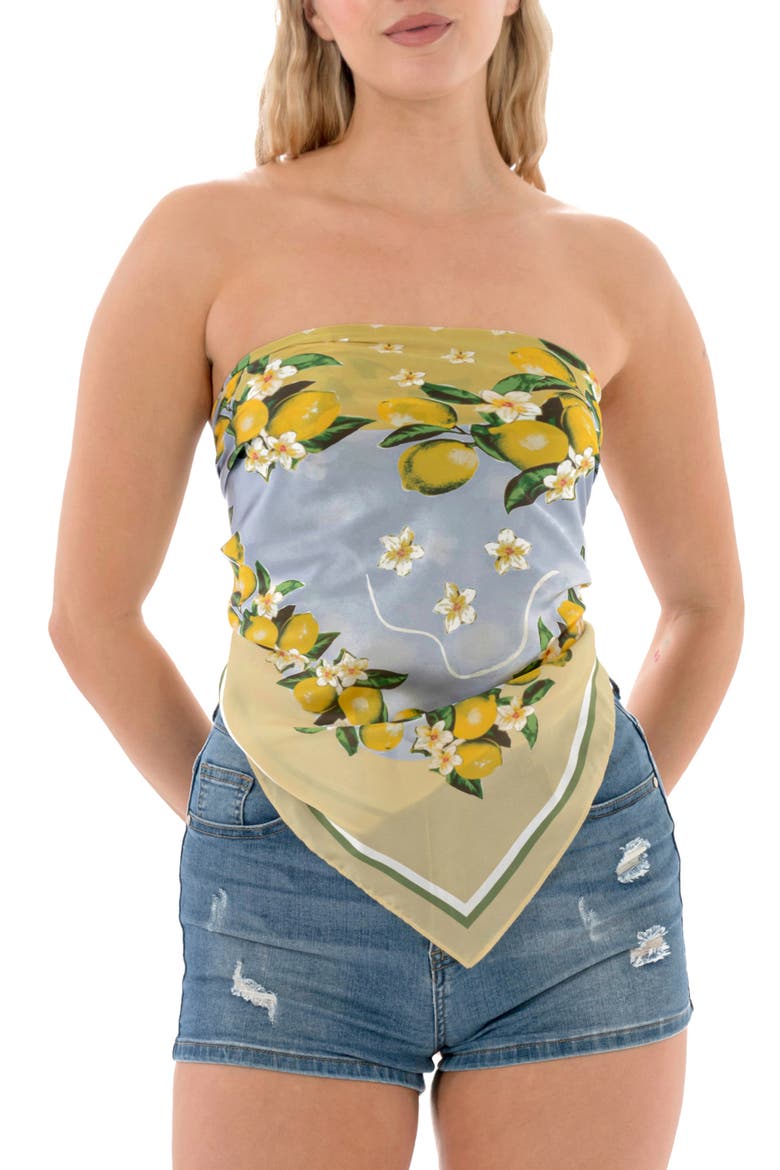 Lemon Print Square Scarf, Alternate, color, YELLOW