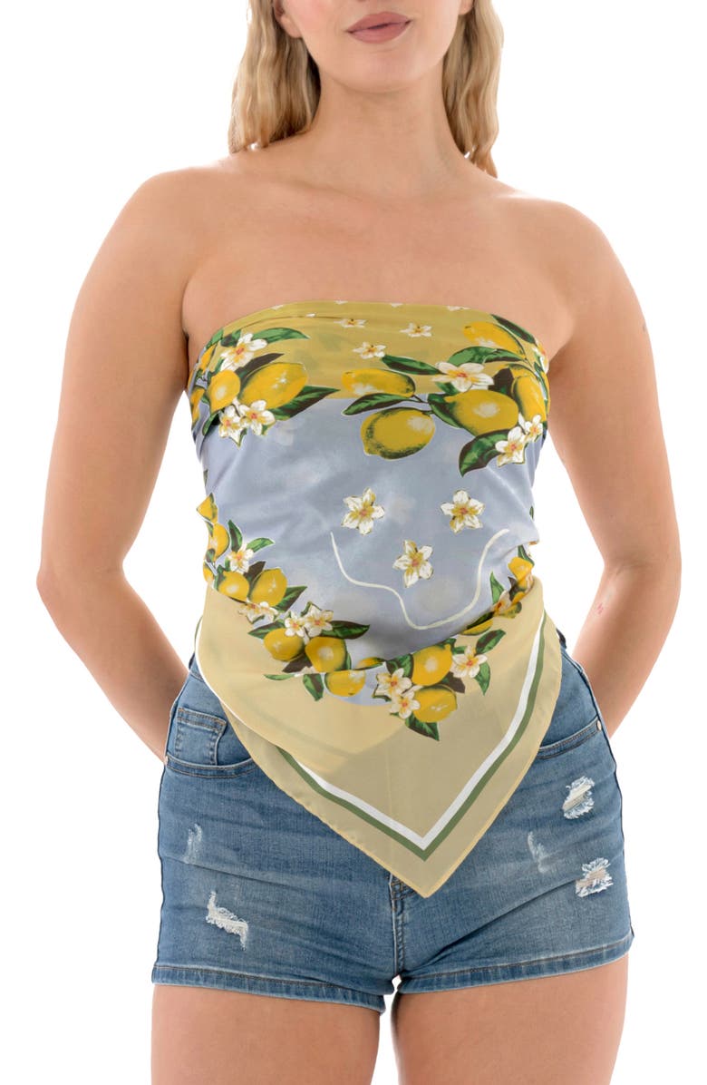 Nicole Miller Lemon Print Square Scarf, Alternate, color, Yellow