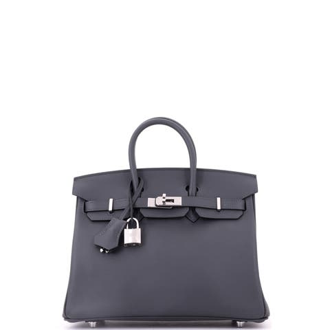 Birkin Handbag Grey Swift with Palladium Hardware 25