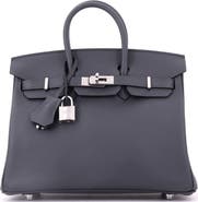 Pre-Owned Hermes Birkin Handbag Grey Swift with Palladium Hardware 25