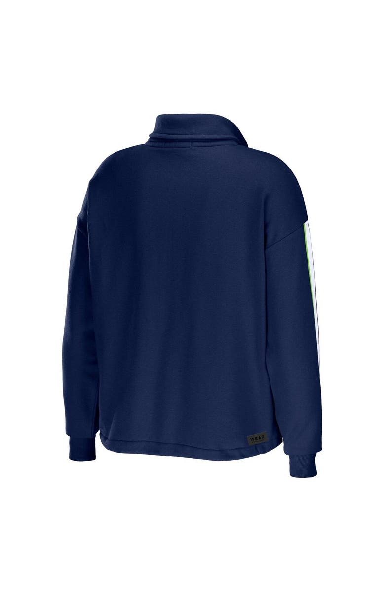 WEAR by Erin Andrews Women's WEAR by Erin Andrews College Navy Seattle Seahawks Logo Stripe Half-Zip Top, Alternate, color, Navy