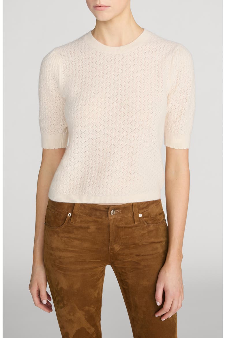 The Gathered Honeycomb Cashmere Sweater, Main, color, CREAM