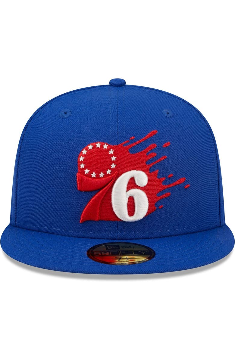New Era Men's New Era Royal Philadelphia 76ers Splatter 59FIFTY Fitted Hat, Alternate, color, 