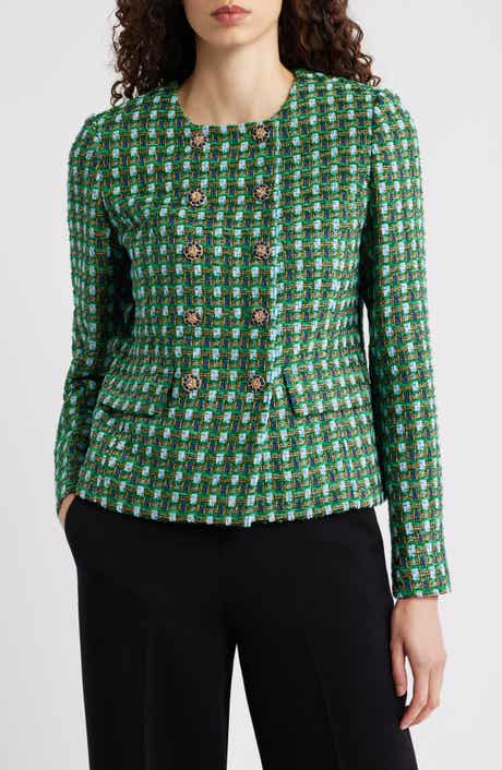 Elie Tahari The Eleni Double Breasted Tweed Blazer