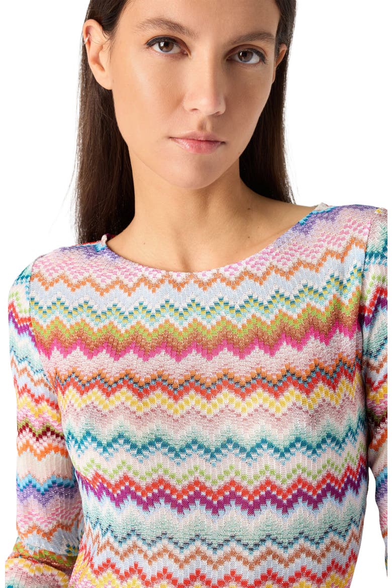 Mini Dress In Viscose Lamé With Pixel-effect Zig Zag Motif, Alternate, color, Multicoloured