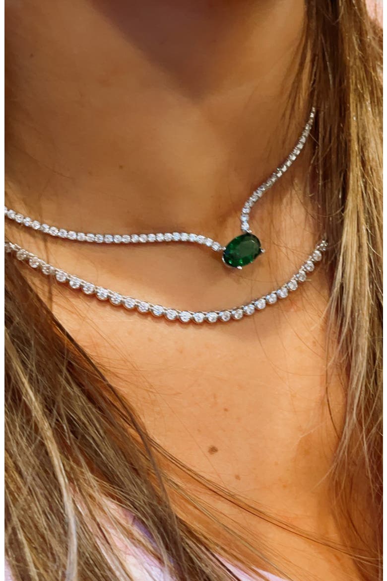 Classic Round Choker Necklace, Alternate, color, SILVER/ WHITE