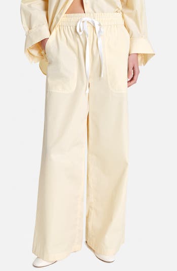 TWP Main St Tie Waist Wide Leg Pants in Ivory /Yellow at Nordstrom Rack, Size Large