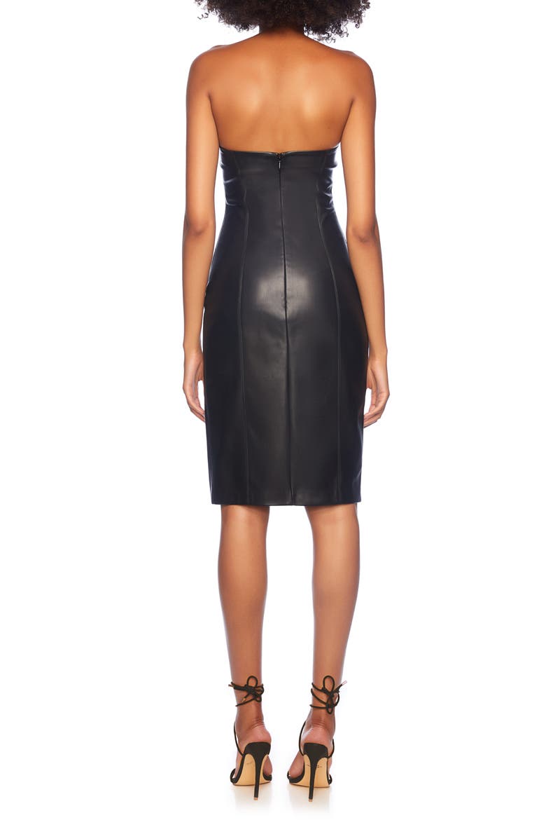 Strapless Faux Leather Dress, Alternate, color, BLACK