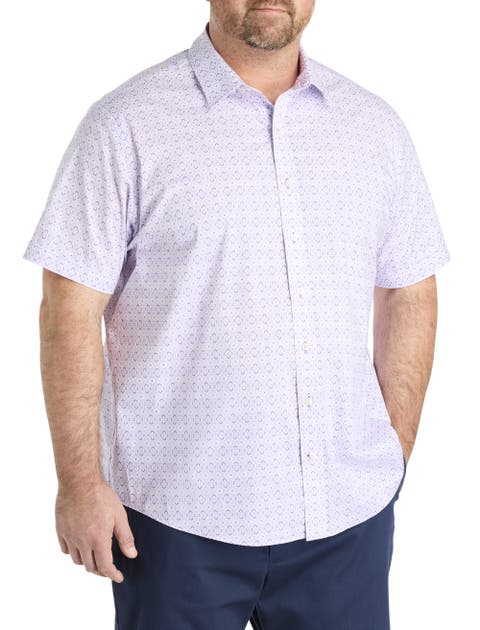 Big & Tall Quatrefoil Pattern Sport Shirt
