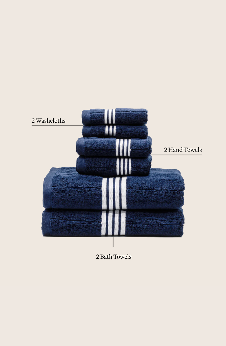 Italic Nautilus Bath Towel Standard Set, Alternate, color, Navy / White