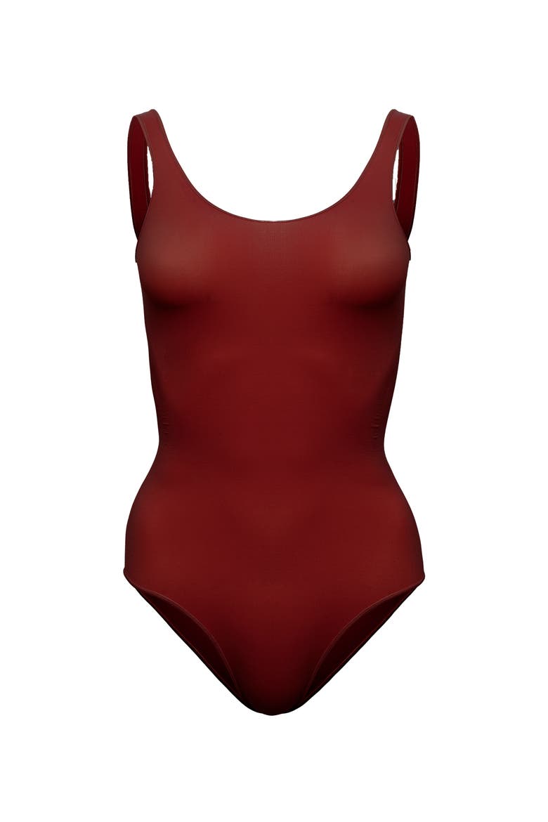 Seamless Forming Scoop Neck Bodysuit, Alternate, color, Wild Cherry
